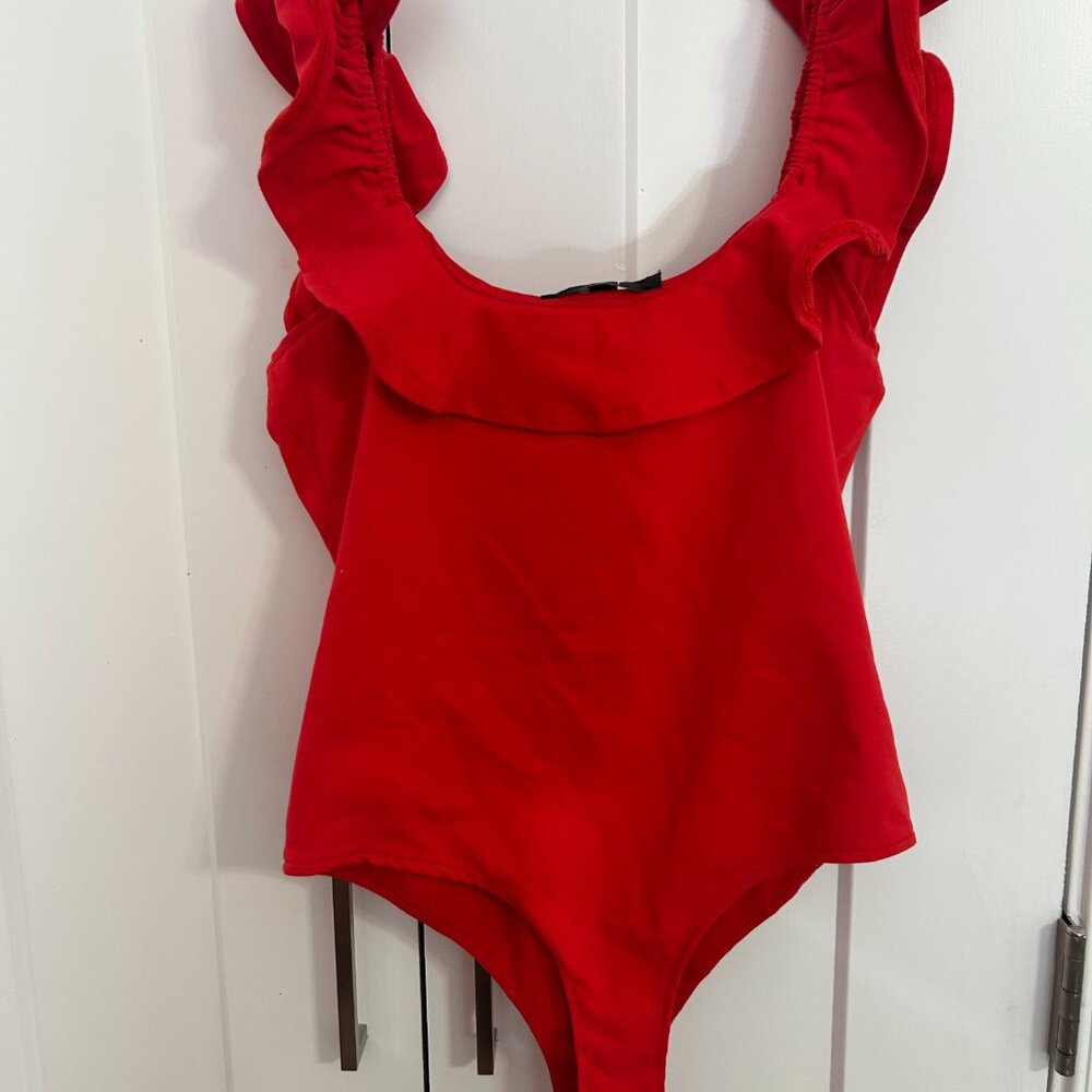 Lulu's Red Ruffle Bodysuit - Picture 4 of 4